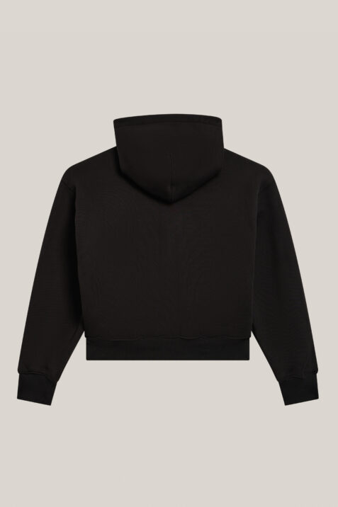 Sweat-shirt zippé noir à capuche avec logo brodé