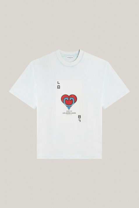 T-shirt bleu délavé avec imprimé carte de poker