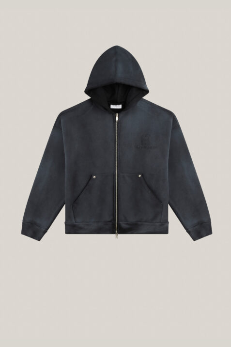 Sweatshirt zippé noir avec broderie
